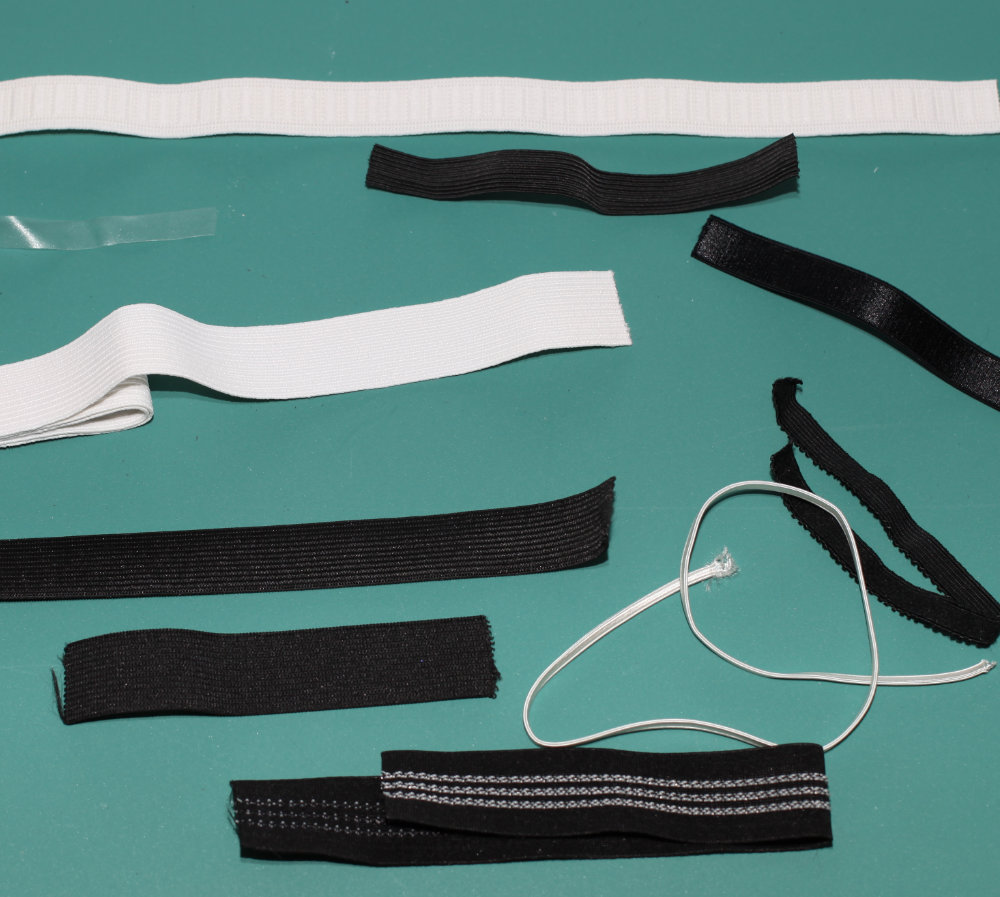A picture of a wide variety of elastic.