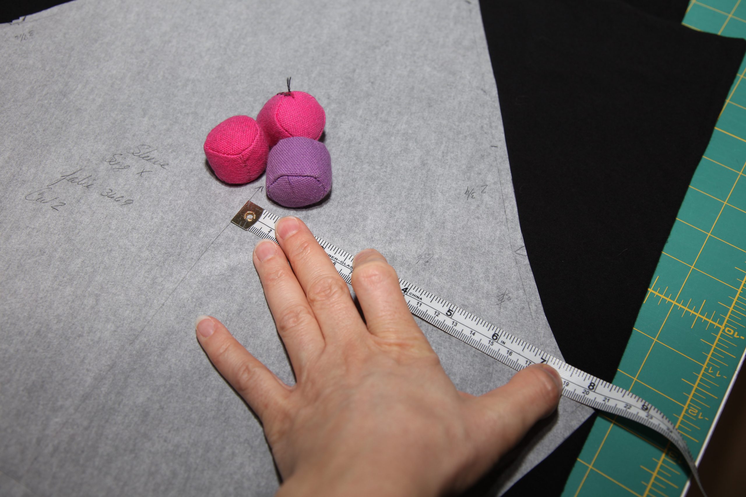 Measurement of Grainline to fold of fabric essential to correctly lay out patterns and cut fabric