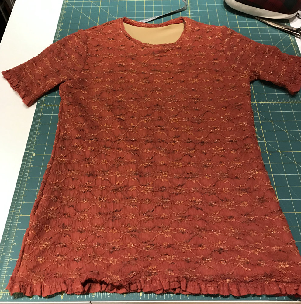 Mom Lace Shirt Mom's Stretch Lace T-shirt with fleshtone underlayer