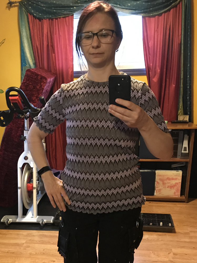 Neta Lace Shirt Trial Test stretch lace t-shirt with underlayment